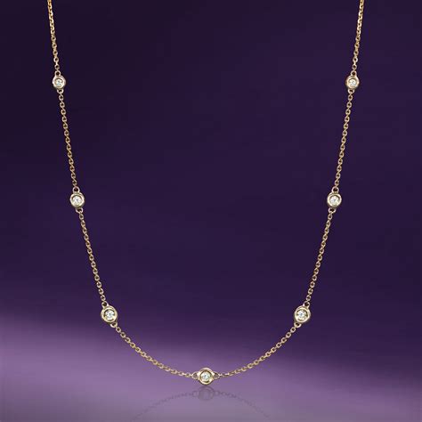 33 Ct Tw Graduated Bezel Set Diamond Station Necklace In 14kt