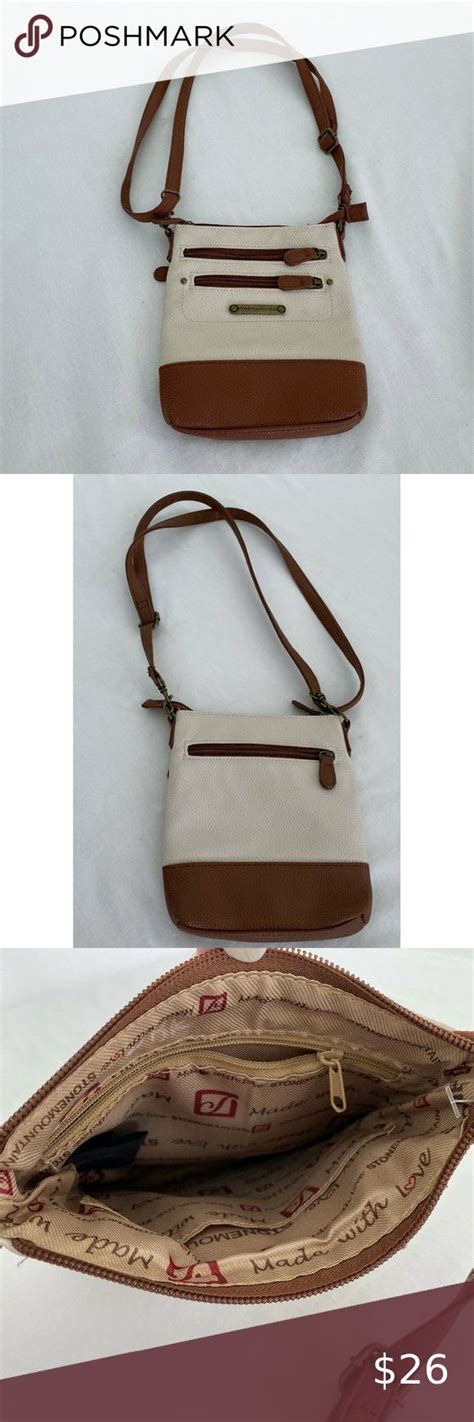 Stone Mountain Cream Brown Cross Body Purse Leather Purses