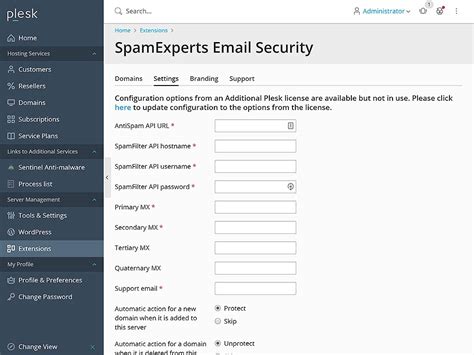 Spamexperts Email Security Extension Plesk