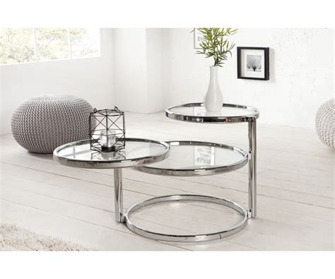 Beistelltisch Rund Glasplatte Metall Couchtisch Glas Metall Silber