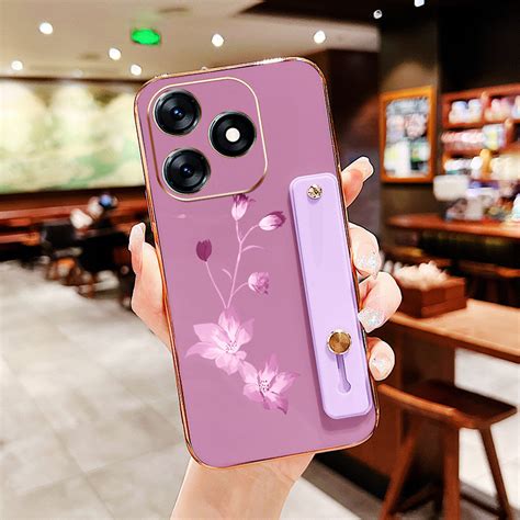 ปลอกสาหรบ Infinix Hot 40 Pro Tecno Spark 20 Pro KJ6 X6837 X6836 ดอกไมหมอนสายรดขอมอขาตง