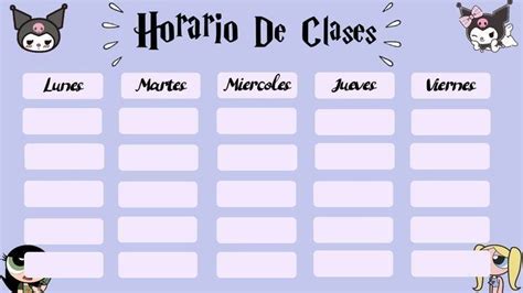 Horario De Kuromi Horario De Clases Horario De Escuela Horario De