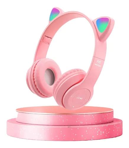 Auriculares Bluetooth Auriculares Led Con Orejas De Gato Color Rosa