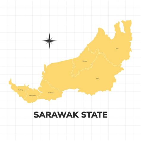 Premium Vector Sarawak State Map Illustration Map Of State In Malaysia