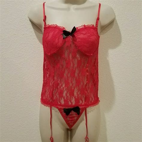 Intimates Sleepwear Red Hot Sexy Corset Garter Panty Lingerie Set Poshmark