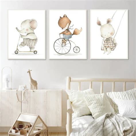 Kit Quadros Decorativos Quarto Infantil Bichinhos Molduras