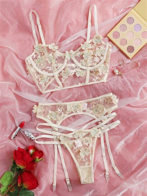 Contrast Lace Mesh Underwire Lingerie Set Artofit