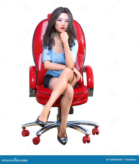 Long Haired Brunette Secretary In Chair Stock Illustration Illustration Of Female Adult