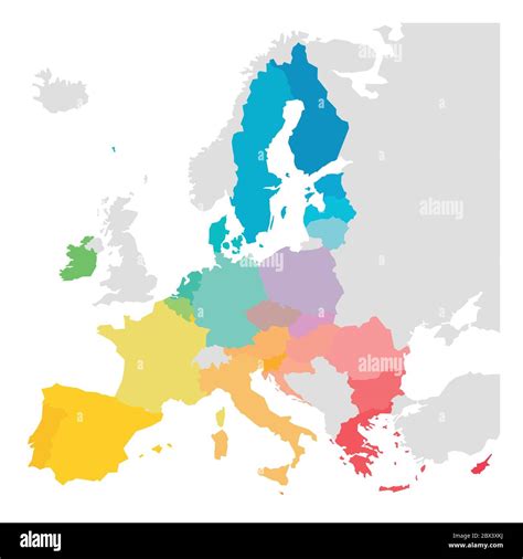 Colorful Vector Map Of Eu European Union Member States After Brexit