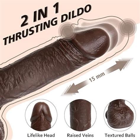 Dildo negro realista con 9 modos de vibración y empuje control remoto y con App celular