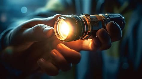 Premium AI Image A Hand Holding A Flashlight With The Light On