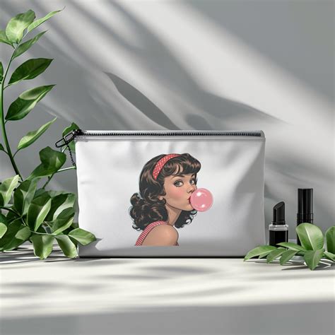 Bubblegum Babe Clipart Rockabilly Retro Woman Image Vintage 50s Girl Graphic Chewing Gum PNG 50s