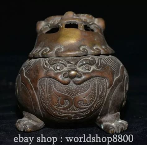 4and Xuande Marked Old Chinese Copper Bronze Dynasty Beast Censer Incense