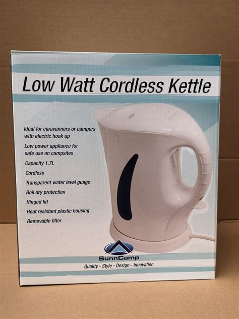 Kettle Electric Low Watt Cordless 1 7 Litre Plastic Hitch N Pitch