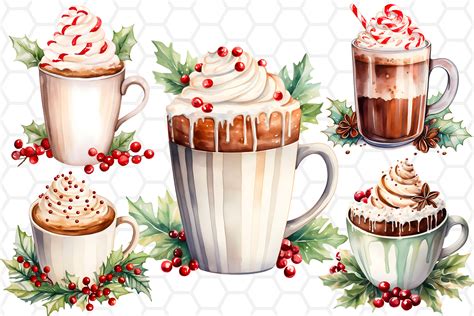 Watercolor Christmas Hot Cocoa Cliparts Graphic By Dreanartdesign Creative Fabrica