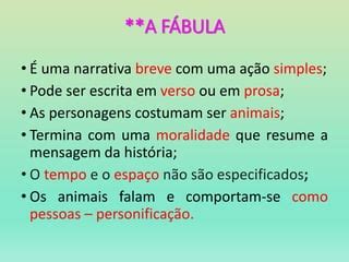 Quais São As Características De Uma Fábula - Fábula e suas características principais | PPT