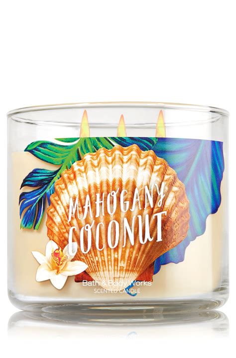 Mahogany Coconut 3 Wick Candle Home Fragrance 1037181 Bath Body Works Candles Coconut Bath