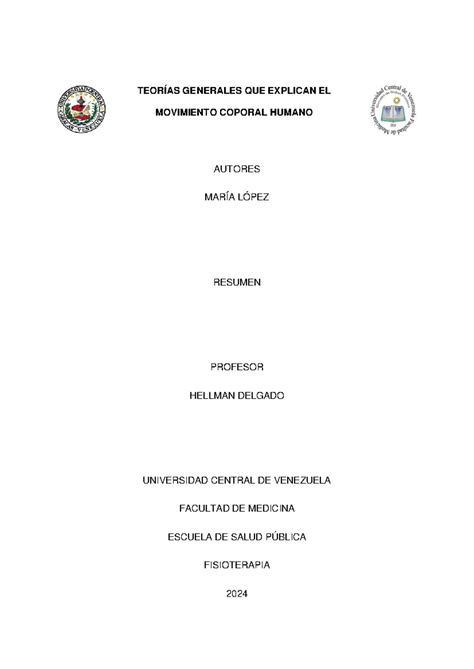 Resumen Teorias Generales que Explican el Movimiento Corporal Humano