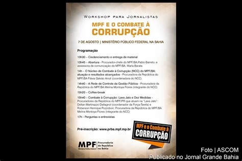 Combate à Corrupção é Tema De Workshop Para Jornalistas No Mpf Em