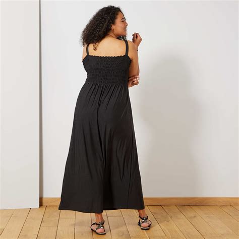 Robe Longue Poitrine Smock E Grande Taille Femme Noir Kiabi