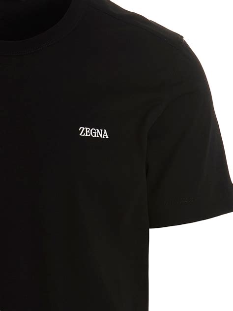 Zegna Logo embroidery T-shirt - Black - Men | E7360A5B760K09