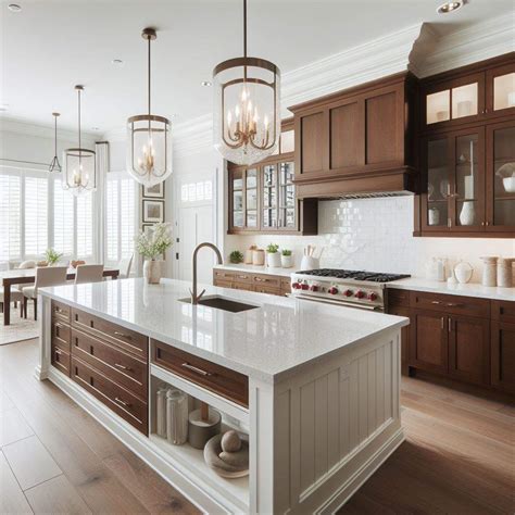 Quartz Countertops & Brown Cabinets Design