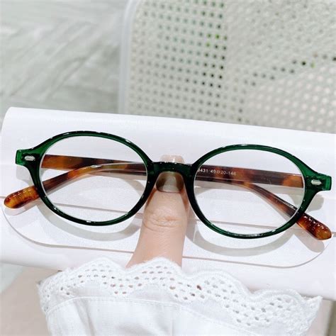 Mắt kính gọng cận nữ form Oval dẹt Y2k 796 Phong cách Hàn Quốc Hot trend Shopee Việt Nam