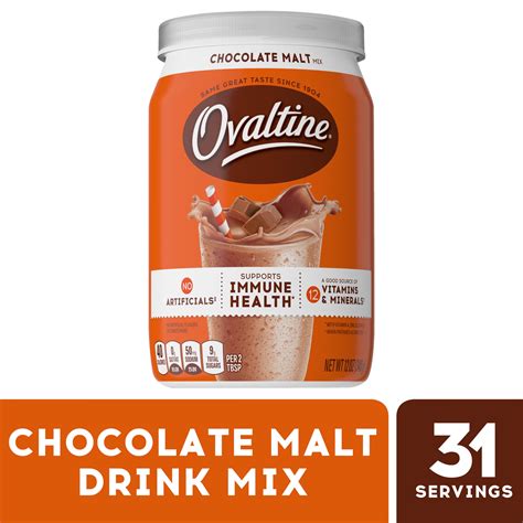 Ovaltine Chocolate Malt Powdered Drink Mix For Hot And Cold Milk 12 OZ