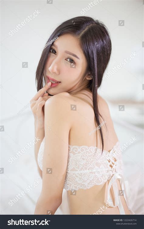 Sexy Woman White Lace Lingerie Posing Stock Photo 1222426714 Shutterstock
