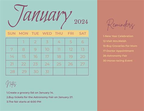 Lunar Calendar January 2024 In Eps Illustrator  Word Svg