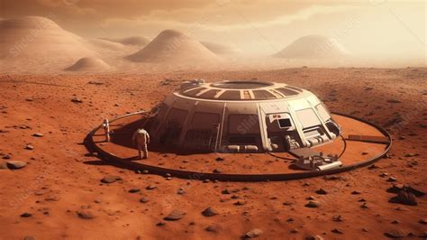 Immersive 3d View Of A Futuristic Mars Colony Powerpoint Background For