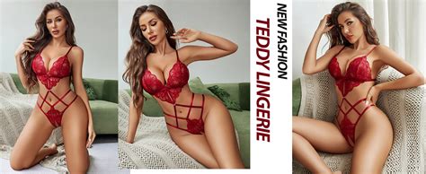 Amazon Avidlove Women Lingeries Deep V Teddy Lingerie Sexy Lace Bodysuit Cut Out One Piece
