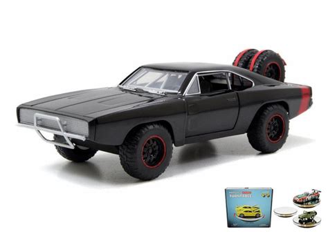 Diecast Car w/Display Turntable - Dom's 1970 Dodge Charger Off-Road - 1 ...