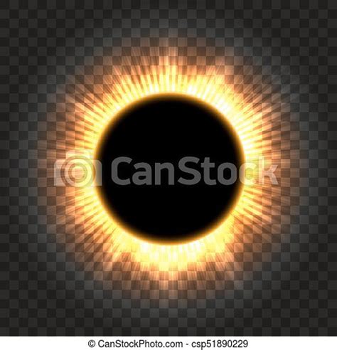 Total Solar Eclipse Vector Illustration On Transparent Background Full