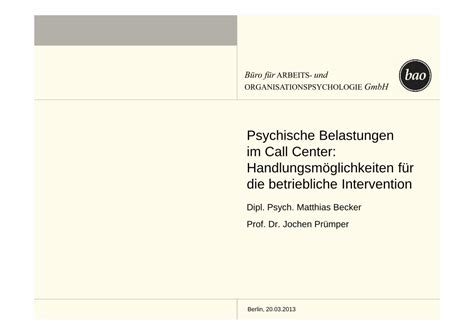 PDF Psychische Belastungen im Call Center Büro für ARBEITS und