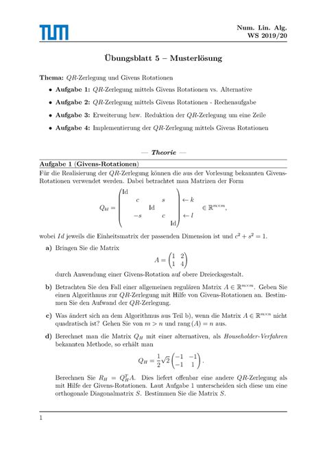 Musterloesung Bungen Mit L Sungen Num Lin Alg Ws
