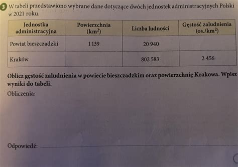 W tabeli przedstawiono wybrane dane dotyczące dwóch jednostek