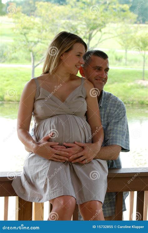 Happy Pregnant Couple Stock Image Image Of Large Brunette 15732855