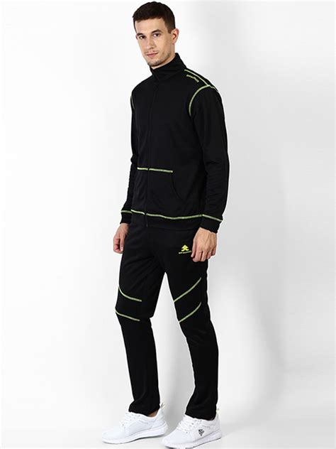 Men Black Solid Tracksuit