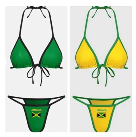 Moda Jamaika Flag Bayrak Kontrast B L Nm Bikini Seti Seksi Kad N