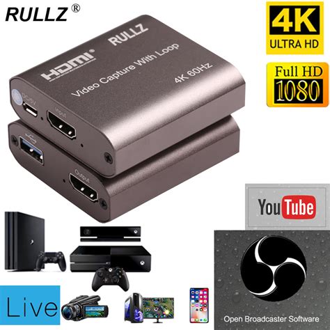 4K 60hz Loop Out HDMI Capture Card Audio Video Recording Plate Live ...