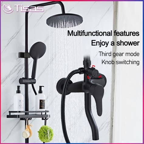 TISAS Stainless Steel 3 In 1 Brass Body Shower Set For Bathroom Hot And Cold Shower Set With