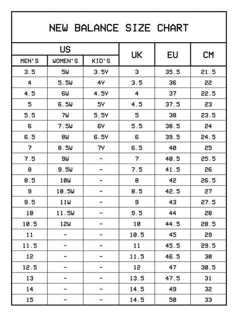 New Balance Size Chart Odto