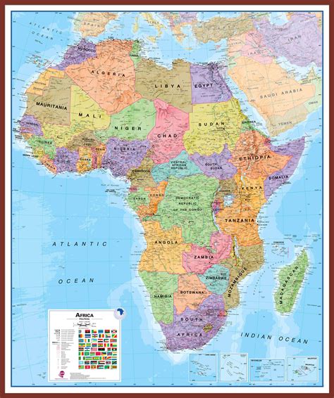 Africa Wall Map Pinboard Mounted And Framed Political Laminated Maps