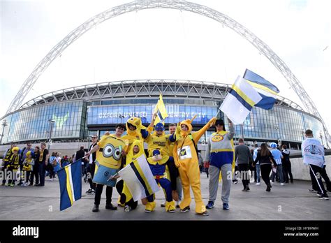 Oxford United fans in fancy dress ahead of the Checkatrade Trophy Final ...