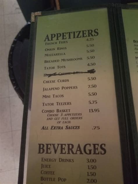 Menu At The Dirty Blonde Bar Grill Bock