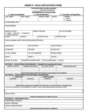 Philippine Coast Guard Auxiliary Application Form Fill Online