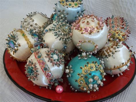 Vintage Christmas ornaments 12 total hand made with sequins