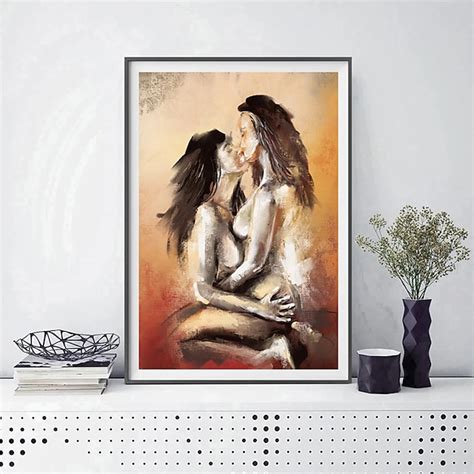 Handmade Oil Painting Canvas Wall Art Decoration Abstract Nude Figures Couple For Home Decor
