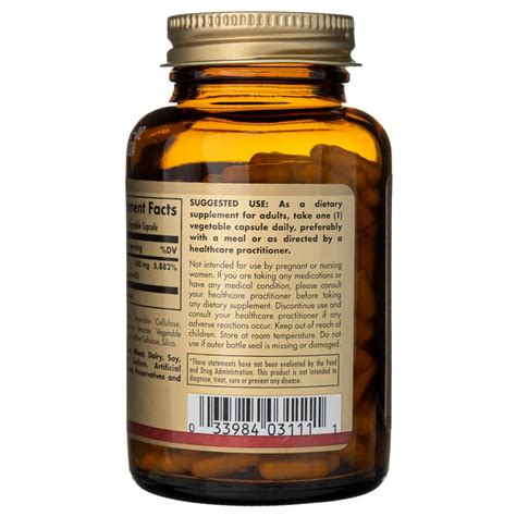 Solgar Vitamin B6 100 mg 250 Veg Capsules – Medpak